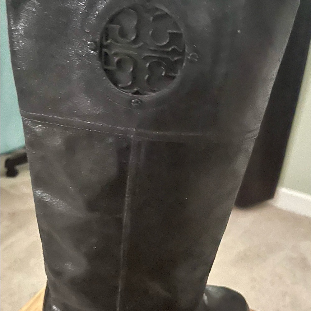 Tory Burch distressed suede (metallic boots